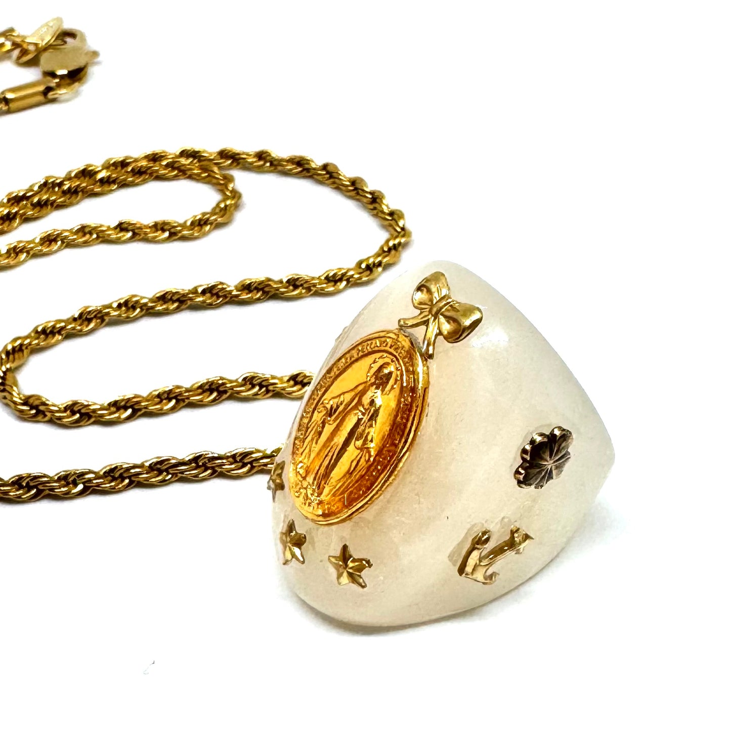 Collana Ring Madonnina Bianco