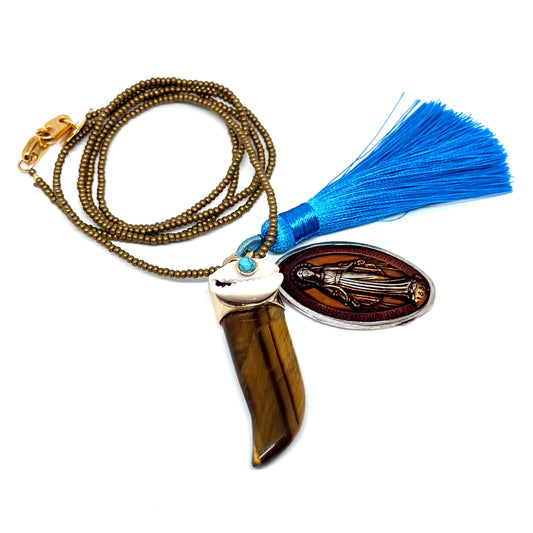 Collana Lunga Corno e Nappina