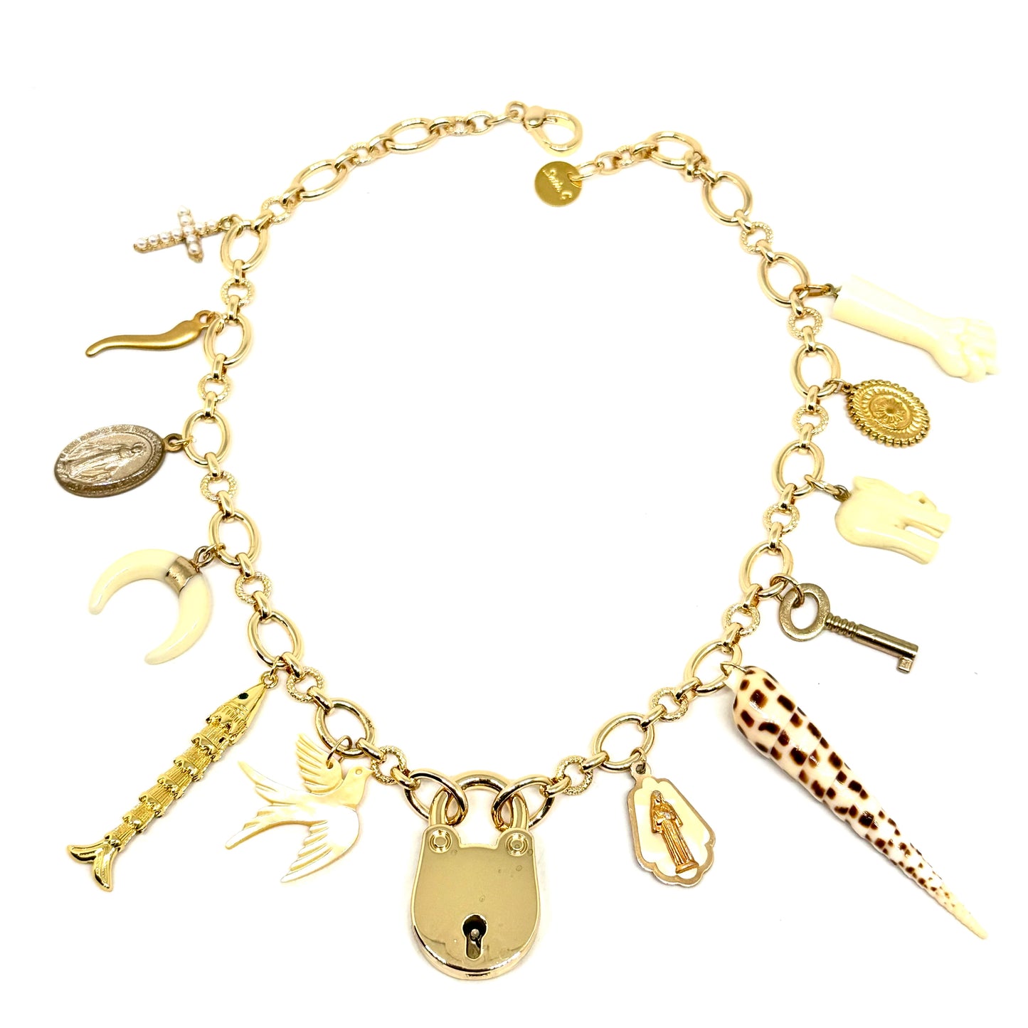 Collana Charms Lucchetto Avorio